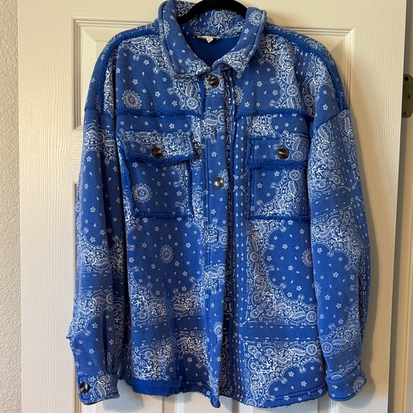 easel Jackets & Blazers - Easel Blue Paisley Print Jacket